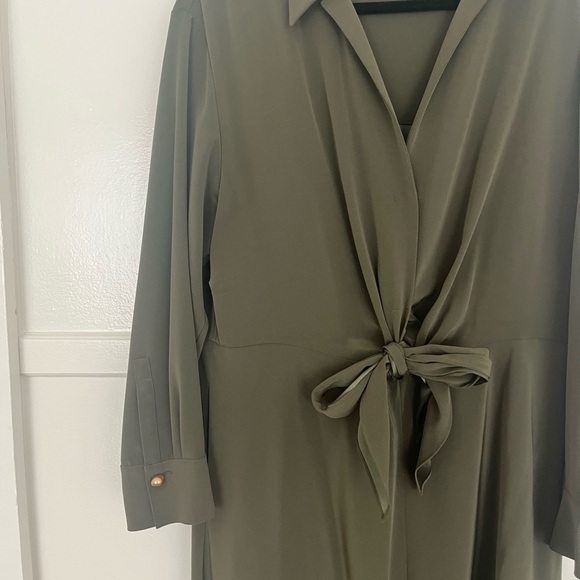 Vince Long Sleeve Shaped Collar Tie-Front Dress - Picture 9 of 9